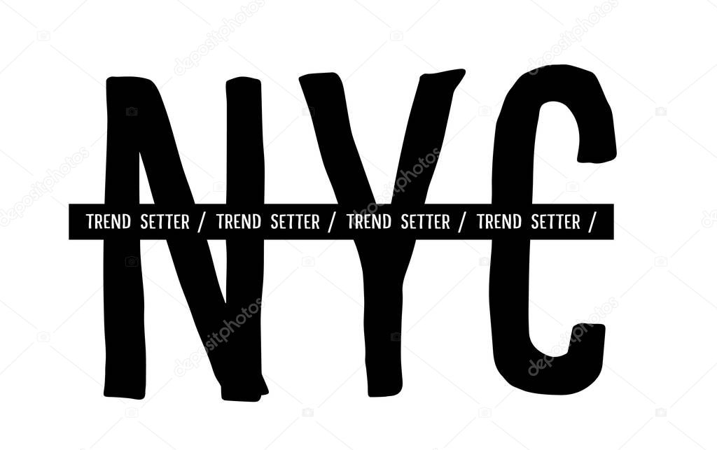 t shirt graphics, tee print design. New York city slogan,  Vector art template