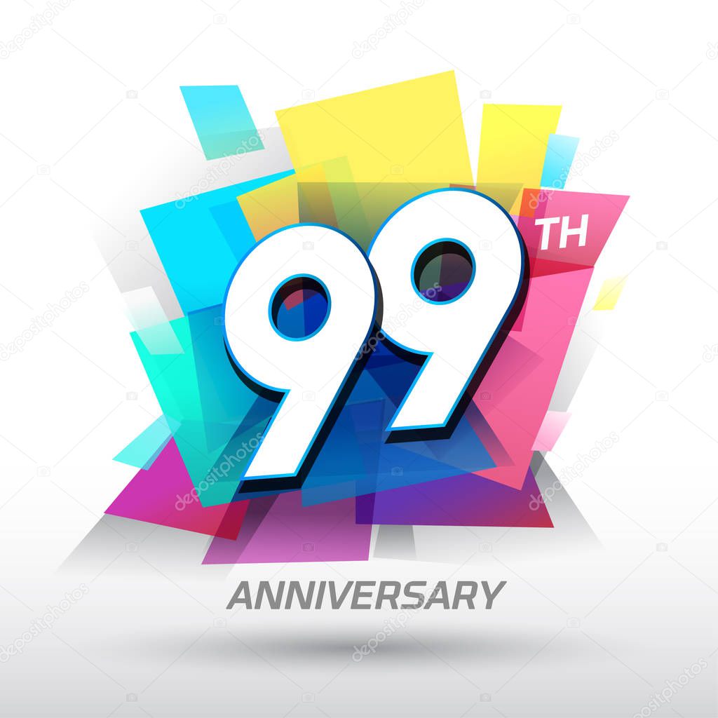 99  years colorful   anniversary logo, decorative background