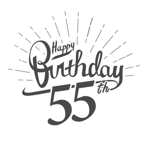 55 years anniversary logo on white  background. Happy Birthday