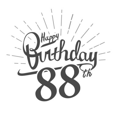 88 yıl yıldönümü logosu beyaz arka plan üzerinde. Doğum günün kutlu olsun