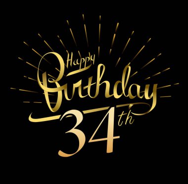 34 yıl yıldönümü. İyi ki doğdun logosu, dekoratif arka plan