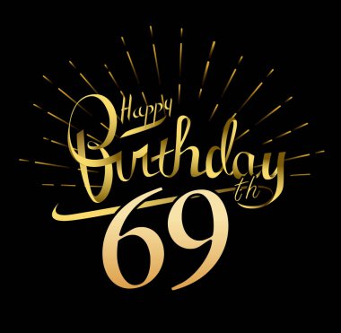 69 yıl yıldönümü. İyi ki doğdun logosu, dekoratif arka plan