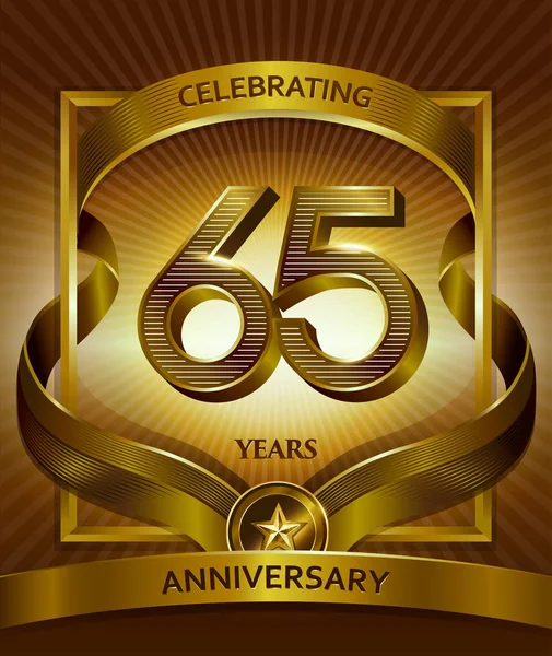 Años Logo Aniversario Vector Ilustración Cinta Oro Brillante — Archivo Imágenes Vectoriales