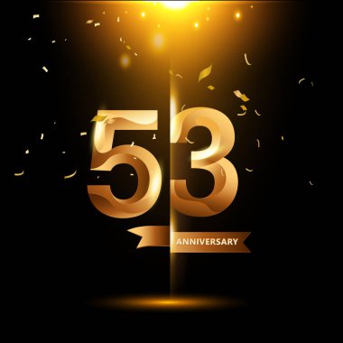53 yaş Altın yıldönümü logosu, dekoratif arka plan