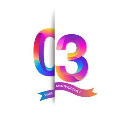 3 yıl yıldönümü renkli logo, dekoratif arka plan