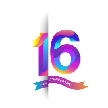 16 yaşındaki renkli yıldönümü logosu, dekoratif arka plan