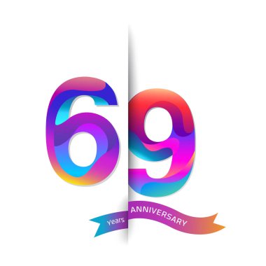 69 yaş renkli yıldönümü logosu, dekoratif arka plan