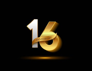 16 yaşındaki gümüş ve Altın yıldönümü logo, dekoratif arka plan
