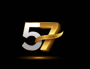 57 yıl gümüş ve Altın yıldönümü logo, dekoratif arka plan
