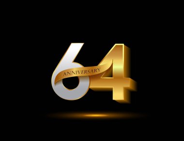 64 yıl gümüş ve Altın yıldönümü logo, dekoratif arka plan