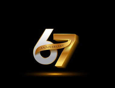 67 yıl gümüş ve Altın yıldönümü logo, dekoratif arka plan