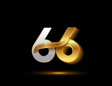 66 yıl gümüş ve Altın yıldönümü logo, dekoratif arka plan
