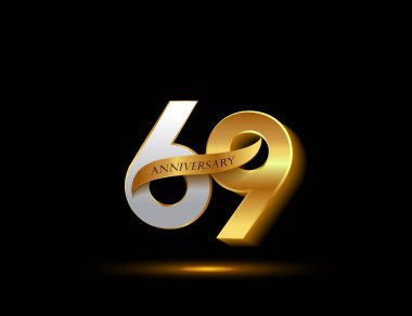 69 yaş gümüş ve Altın yıldönümü logo, dekoratif arka plan