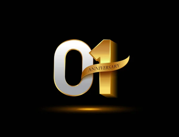 Anno Argento Oro Anniversario Logo Sfondo Decorativo — Vettoriale Stock