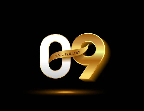 Anos Prata Ouro Logotipo Aniversário Fundo Decorativo — Vetor de Stock
