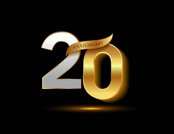年間の銀と金周年記念ロゴ 装飾的な背景 — ストックベクタ