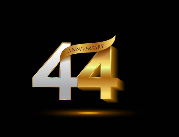 Años Plata Oro Logotipo Aniversario Fondo Decorativo — Vector de stock
