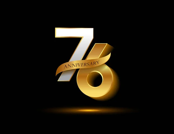 年銀と金周年記念ロゴ 装飾的な背景 — ストックベクタ