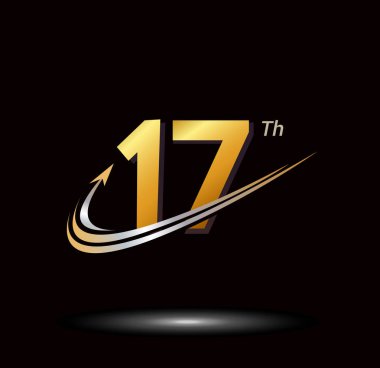 17 yaş Altın yıldönümü logosu, dekoratif arka plan