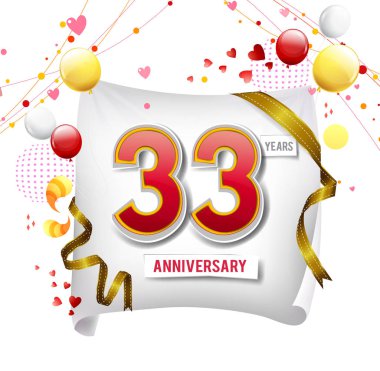 33 yıl yıldönümü logosu, balonları dekoratif arka plan