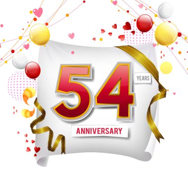 54 yıl yıldönümü logosu, balonları dekoratif arka plan