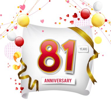 81 yıl yıldönümü logosu, balonları dekoratif arka plan