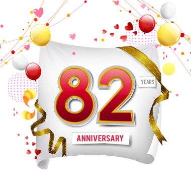 82 yıl yıldönümü logosu, balonları dekoratif arka plan