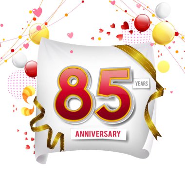 85 yıl yıldönümü logosu, balonları dekoratif arka plan