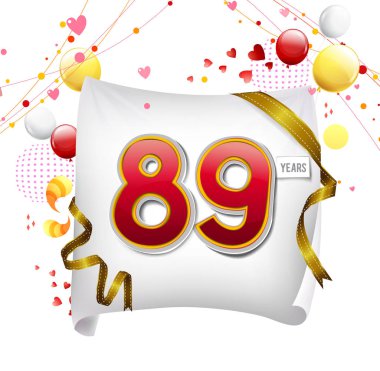 89 yıl yıldönümü logosu, balonları dekoratif arka plan