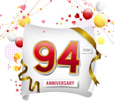 94 yıl yıldönümü logosu, balonları dekoratif arka plan