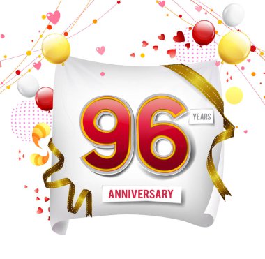 96 yıl yıldönümü logosu, balonları dekoratif arka plan