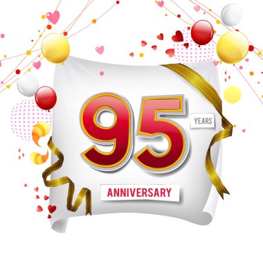95 yıl yıldönümü logosu, balonları dekoratif arka plan