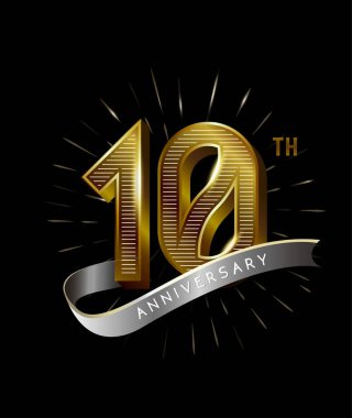 10 yıl altın yıldönümü logosu, dekoratif arka plan