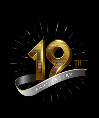 19 yaş Altın yıldönümü logosu, dekoratif arka plan