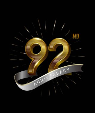 92 yıl altın yıldönümü logosu, dekoratif arka plan