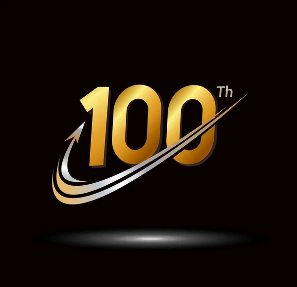 100 Χρόνια Χρυσή Επέτειος Λογότυπο Διακοσμητικό Φόντο — Διανυσματικό Αρχείο