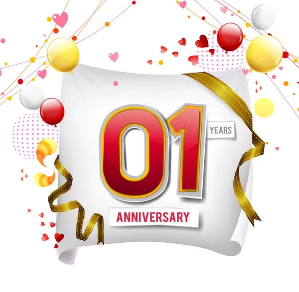 Jahr Jubiläums Logo Dekorativer Hintergrund Mit Luftballons — Stockvektor