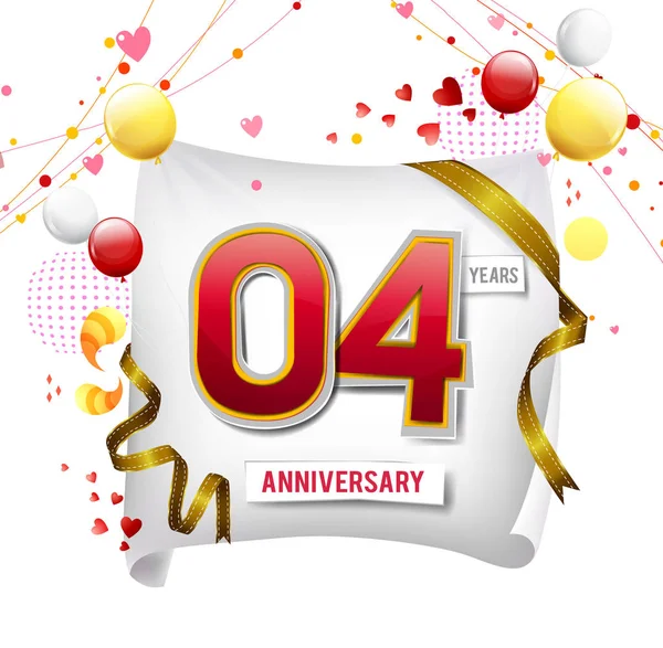 4年纪念标志 装饰背景与气球 — 图库矢量图片