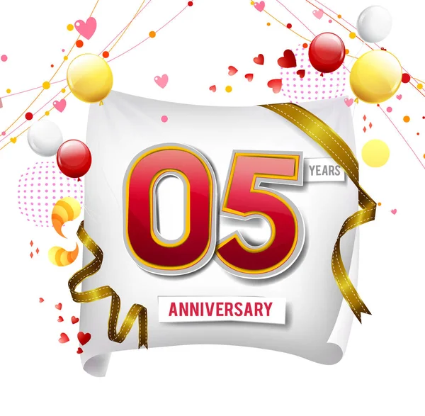 Anos Logotipo Aniversário Fundo Decorativo Com Balões — Vetor de Stock