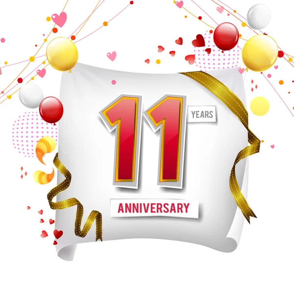 Years Anniversary Logo Decorative Background Balloons — Stock Vector