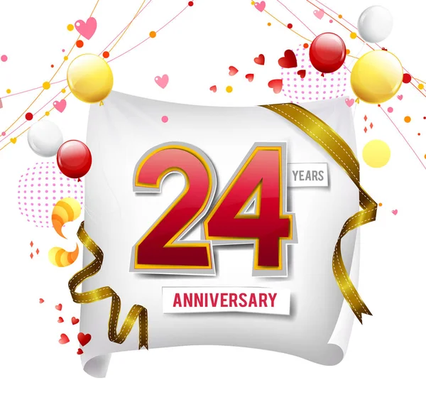 24年纪念标志 装饰背景与气球 — 图库矢量图片