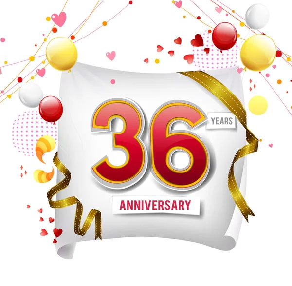 Años Logo Aniversario Fondo Decorativo Con Globos — Vector de stock