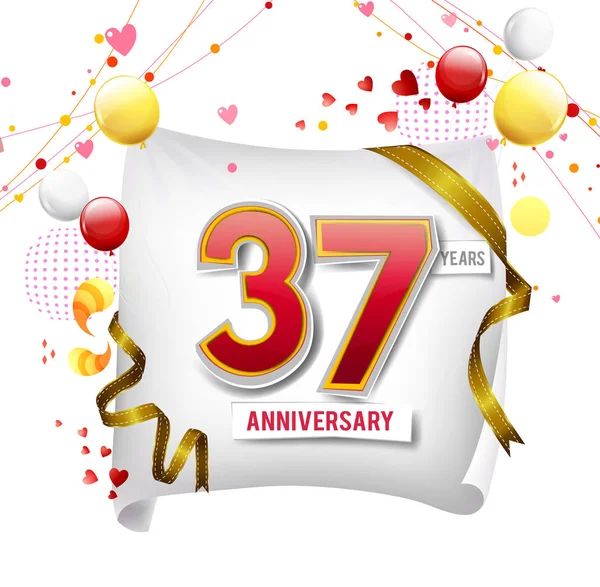 Anos Logotipo Aniversário Fundo Decorativo Com Balões — Vetor de Stock