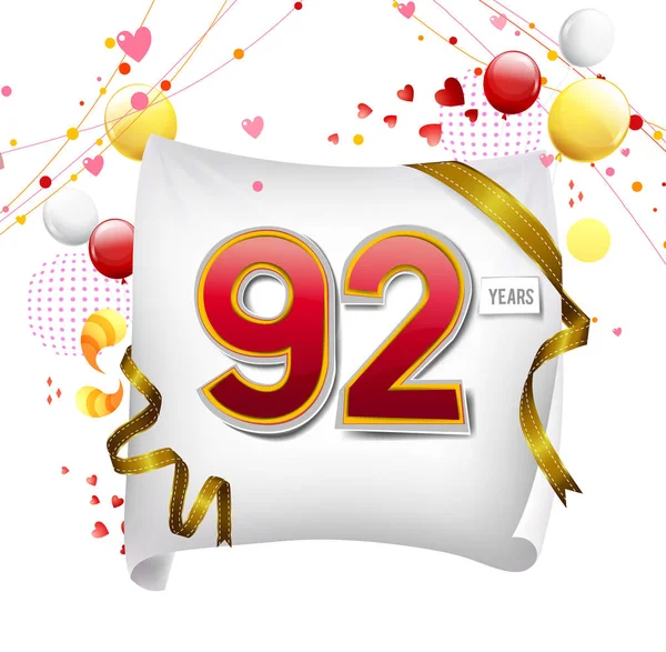 92 yıl yıldönümü logosu, balonları dekoratif arka plan