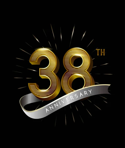 38年黄金周年纪念标志 装饰背景 — 图库矢量图片