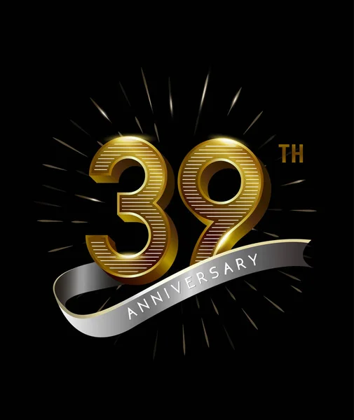 39年黄金周年纪念标志 装饰背景 — 图库矢量图片