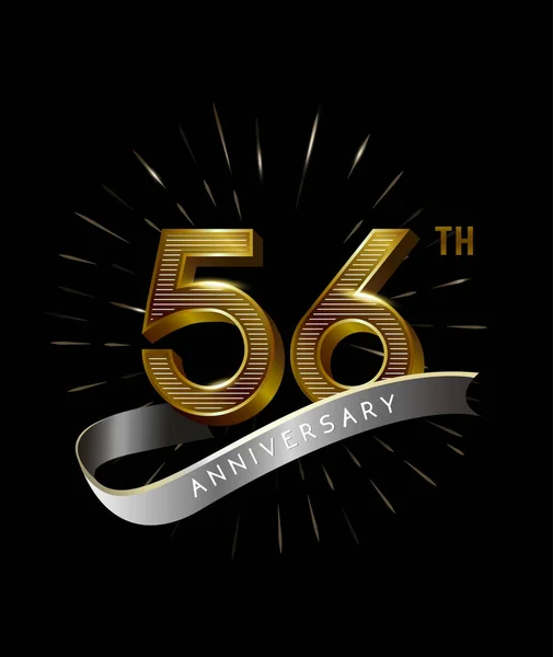 Yaş Altın Yıldönümü Logosu Dekoratif Arka Plan — Stok Vektör