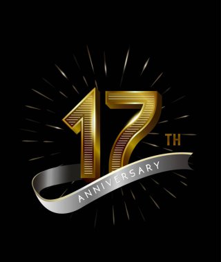 17 yaş Altın yıldönümü logosu, dekoratif arka plan