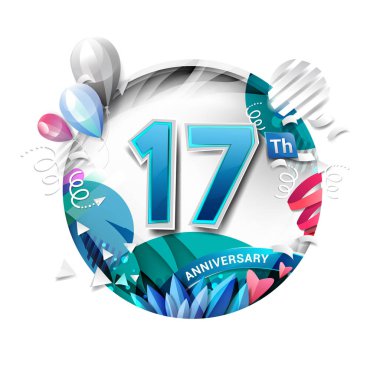 17 yaşındaki parlak yıldönümü logosu, dekoratif arka plan