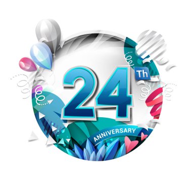 24 yıl parlak yıldönümü logosu, dekoratif arka plan